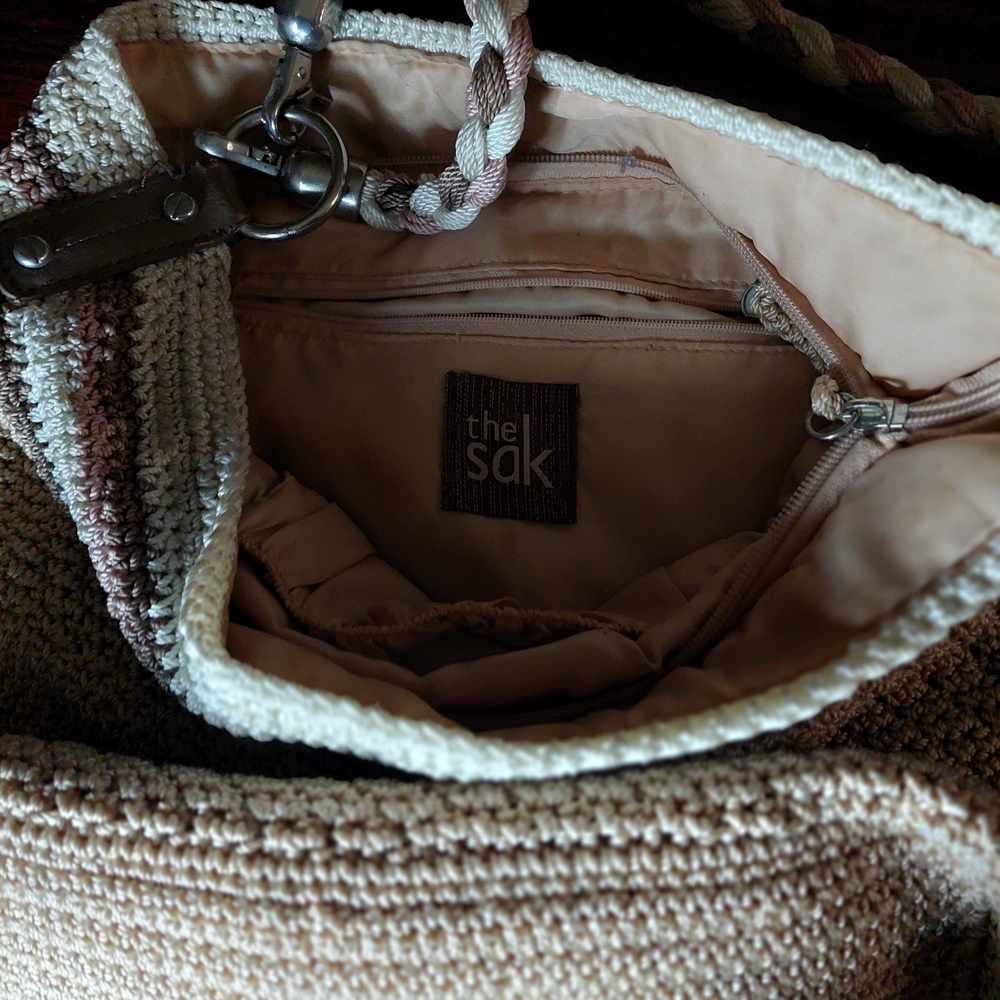 The Sak. Tan Crochet Shoulder Bag